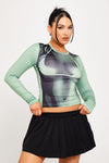 Green Body Heat Map Print Long Sleeve Top