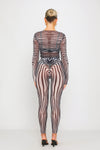 Zebra Print Sheer Mesh Long Sleeve Top & Leggings Co-Ord