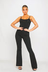 Black Strappy Sleeveless Flared Leg Jumpsuit