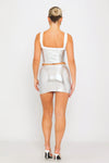 Silver Metallic Contrast Corset Detail Top & Mini Skirt Co-Ord