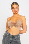 Mocha Multi Cut Out Braid Detail Strappy Crop Top