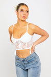 White Floral Lace Bustier Corset Crop Top