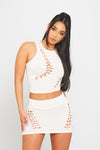 Ivory Cut Out Braid Detail Crop Top & Mini Skirt Co-Ord