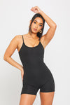 Black Basic Strappy Scoop Neck Playsuit