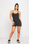 Black Basic Strappy Scoop Neck Playsuit