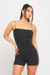 Black Seamless Spaghetti Strap Playsuit