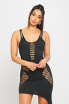 Black Cut Out Cross Over Asymmetric Mini Dress