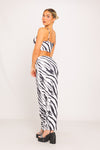 Zebra Print Ribbed Halter Crop Top & Maxi Skirt Co-Ord