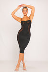 Black Mesh Cut Out Underwired Bodycon Mini Dress