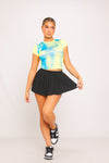 Yellow Body Heat Print Short Sleeve Crop Top