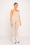 Stone Ribbed Seamless Strappy Jumpsuit