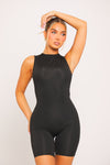 Black High Neck Sleeveless Seamless Playsuit