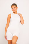 White High Neck Sleeveless Seamless Playsuit