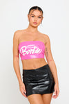 Pink Barbie Faux Leather Tube Top