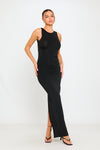 Black Sleeveless Open Back Bodycon Maxi Dress