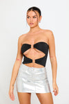 Black Cut Out Ring Detail Bandeau Bodysuit