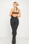 Black Mesh Cut Out Ladder Detail Halterneck Jumpsuit