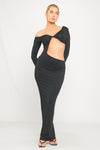 Black Cut Out Twist Front Long Sleeve Maxi Dress