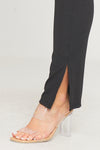 Black Ribbed Bandeau Split Flared Hem Jumpsuit