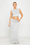 Light Grey Sleeveless Top & Fold Over Maxi Skirt Co-Ord