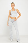 Light Grey Fold Over Flared Leggings