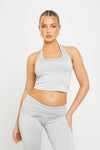 Light Grey Fold Over Flared Leggings