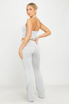 Light Grey Fold Over Flared Leggings