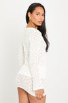 White Knit Shell Button Cardigan & Mini Skirt Co-Ord