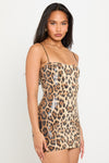 Leopard Print Sequin Detail Strappy Mini Dress