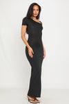 Black Asymmetric One Shoulder Twist Maxi Dress