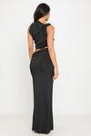 Black Knotted Ruched Crop Top & Maxi Skirt Co-Ord