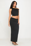 Black Off Shoulder Top & Fold Over Maxi Skirt