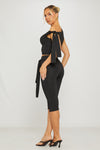 Black One Shoulder Knot Detail Top & Capri Pants Co-Ord